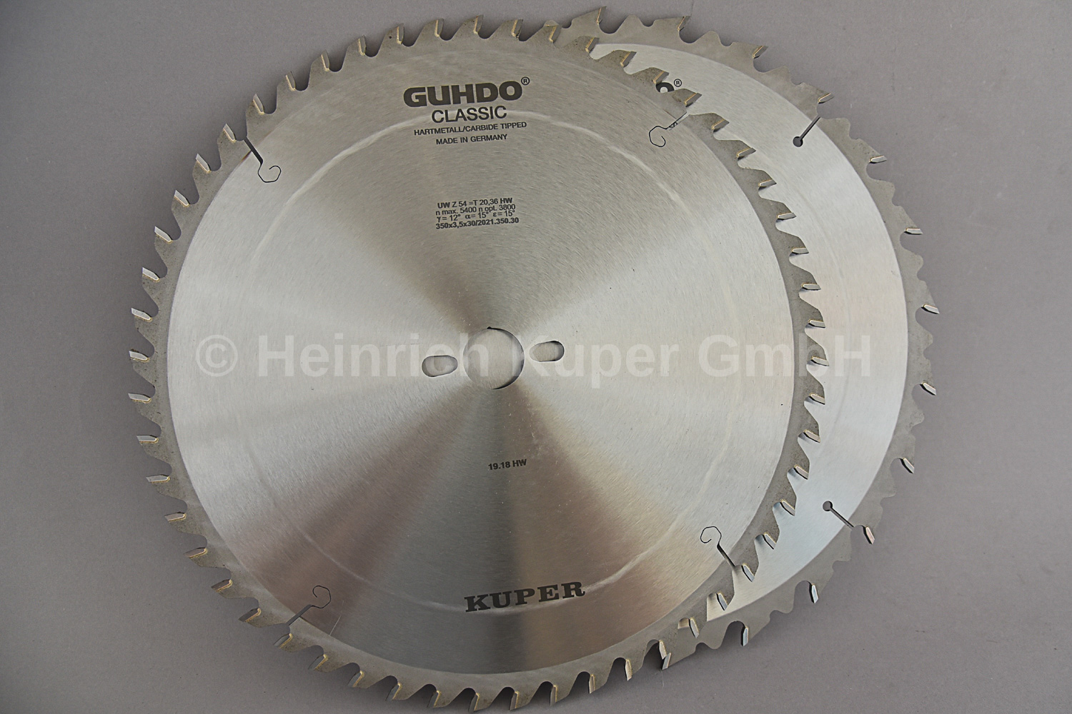 HW Kreissägeblatt-Set GUHDO, 2-teilig, bestehend aus: 1 HW Kreissägeblatt 350x3,7x30mm, Z=24F + 1 HW Kreissägeblatt 350x3,5x30mm, Z=54W