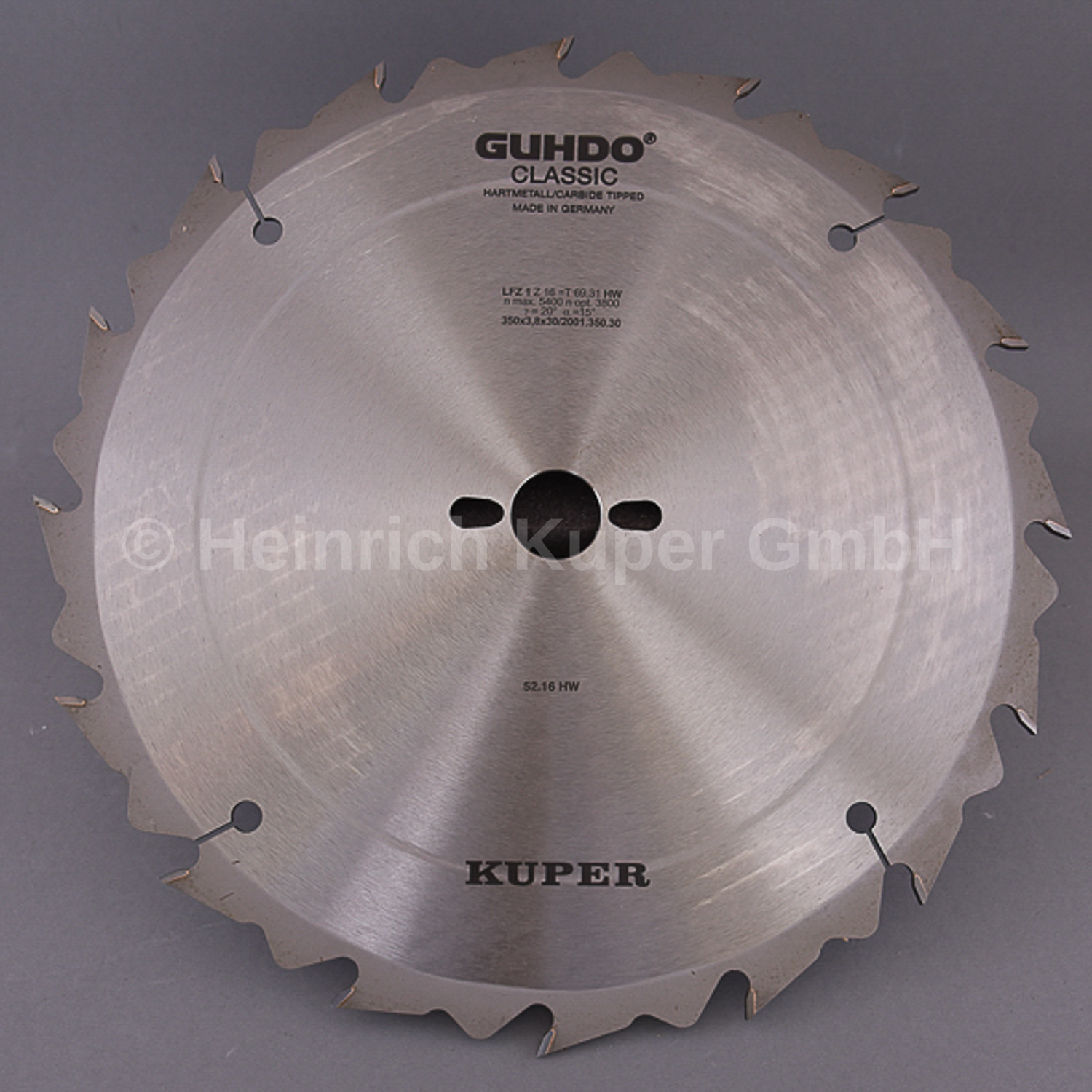 HW-Kreissägeblatt 350X3,8X30mm   Z=16 F 2001.350.30 Hartmetall bestückt, Flachzahn mit Abweiser, Einsatz auf Tisch- und Formatkreissägen, für Längsschnitte in Massivholz (weich und hart)