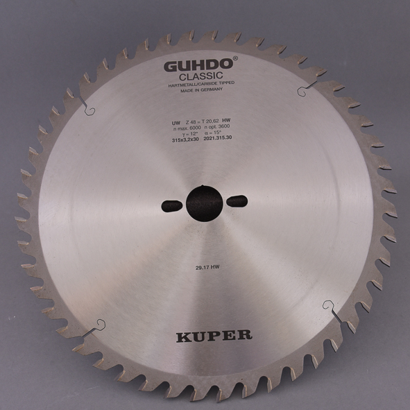 HW-Kreissägeblatt 315X3,2X30mm   Z=48 WZ 2021.315.30 Hartmetall bestückt, Wechselzahn, Einsatz auf Tisch- und Formatkreissägen, Für Plattenwerkstoffe