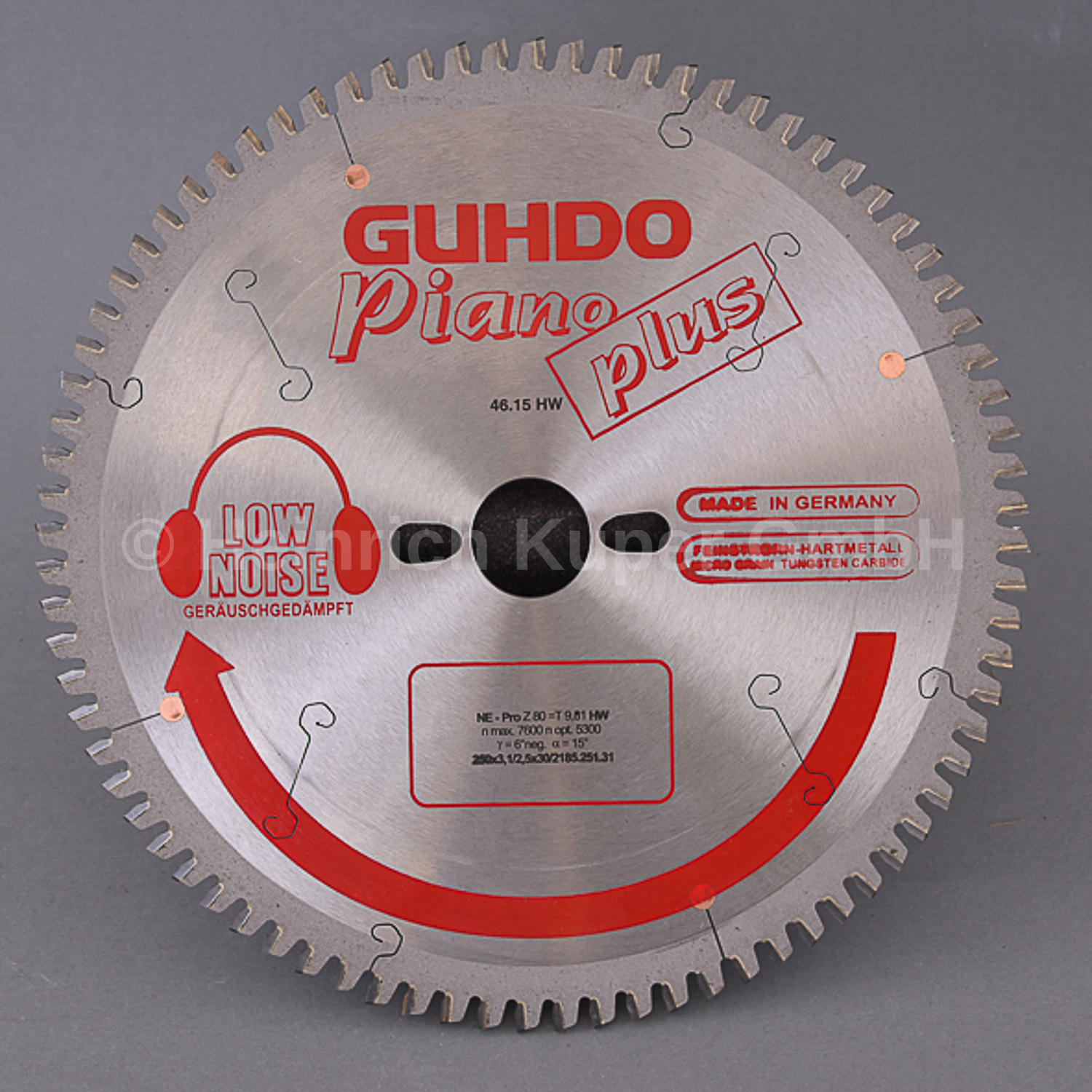 HW-Kreissägeblatt NE-PRO 250X3,1X30mm   Z=80 TF-neg. 2185.251.31 Hartmetall bestückt, Trapez-Flachzahn negativ, Einsatz auf Kapp- und Gehrungssägen, zum Ablängen von NE- und Kunststoffprofilen