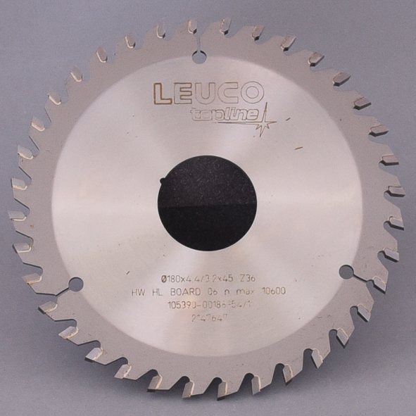 HW-Ritzsägeblatt LEUCO 180x4,4-5,4/3,5x45 mm, Z=36kon #188954 Hartmetall bestückt, Flachzahn konisch, Einsatz auf Plattenaufteilsägen