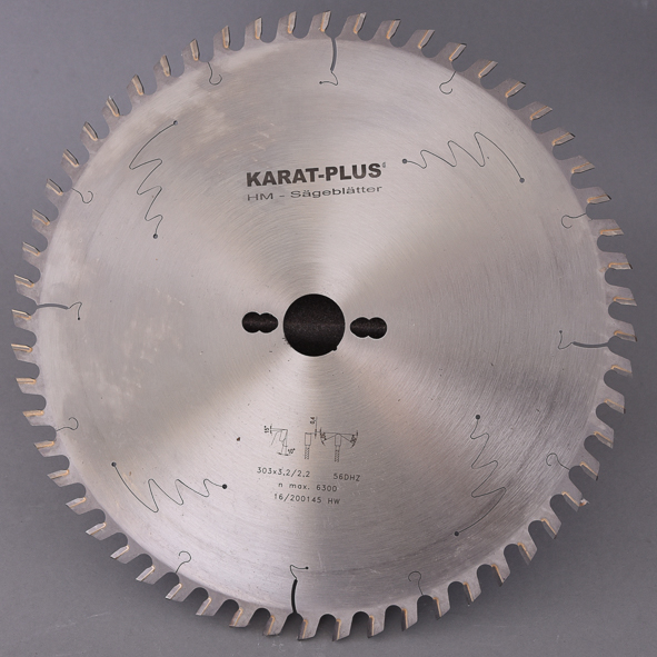 HW-Kreissägeblatt  Karat-Plus 303 x 3,2 x 30mm Z=56 HDF pos. Hartmetall bestückt, Hohl-/Dach-/Flachzahn, Einsatz auf Tisch- und Formatkreissägen, Für Kunststoffbeschichtete Platten