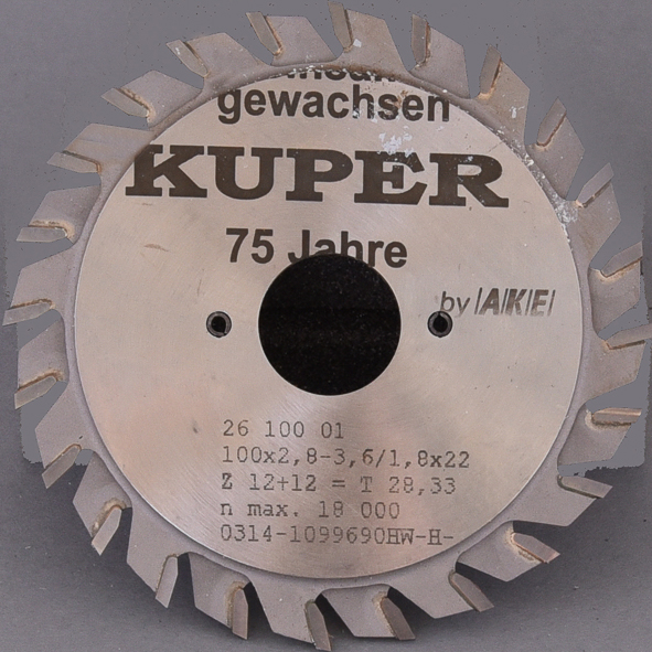 HW-Ritzsägeblatt 100X2,8-3,6X22 mm, Z=12W+12W 002610001 Hartmetall bestückt, 2-tlg. Mit Zwischenringsatz, Einsatz auf Striebig Plattenaufteilsäge