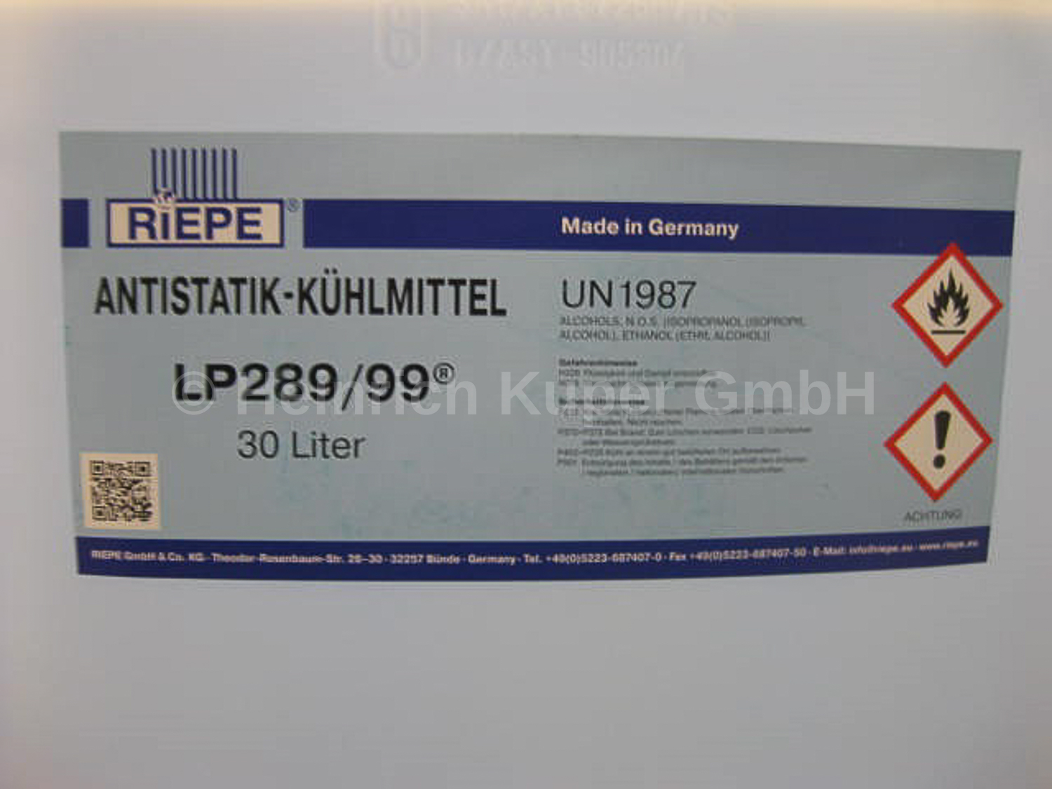 Antistatik Kühlmittel LP289/99 Kanister à 30L UN 3H1, 1024 Riepe Gefahrgut!