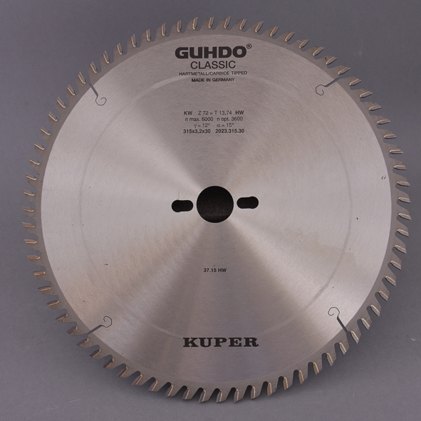 HW-Kreissägeblatt 315X3,2X30mm   Z=72 WZ 2023.315.30 Hartmetall bestückt, Wechselzahn, Einsatz auf Tisch- und Formatkreissägen, Für Plattenwerkstoffe