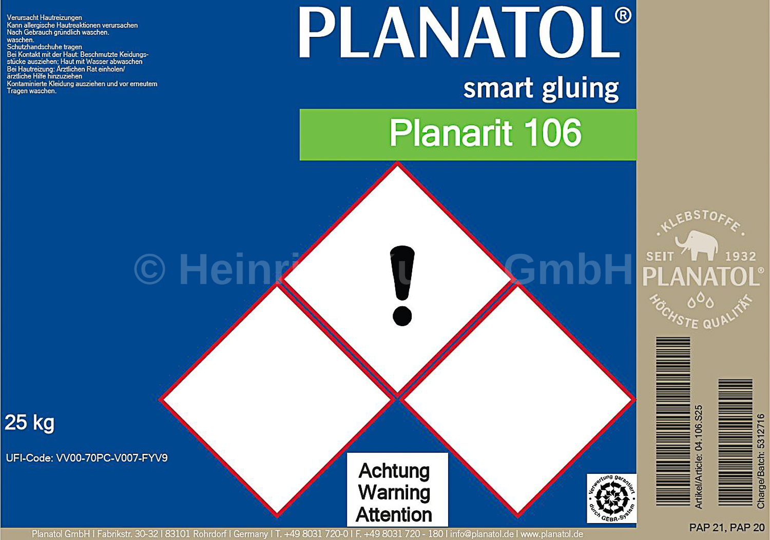 Fugenleim-Pulver Planarit 106 - 25 kg Gebinde -