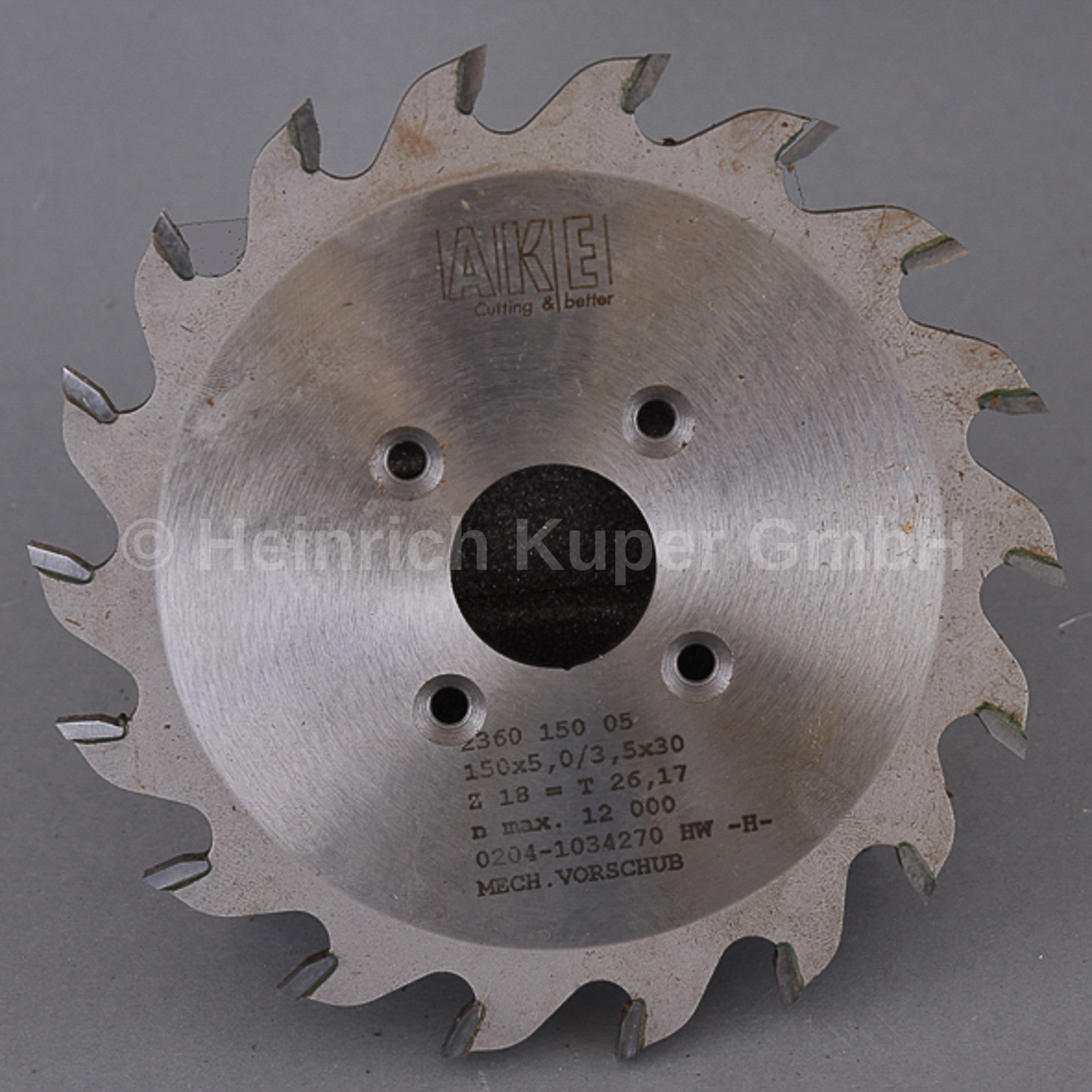 HW-Nutsäge Z=18 FZ, MEC 150x5x30mm 4NL, M5 TK52mm Senkung oben im UZ Hartmetall bestückt, Flachzahn, Einsatz auf CNC-Bearbeitungszentren