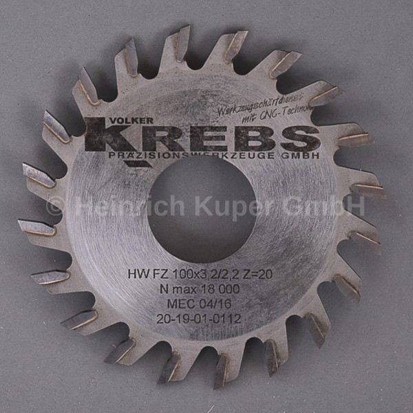 HW-Nutsäge Z=20 FZ MEC
100x3,2x30mm
5160.100.002
Hartmetall bestückt, Flachzahn, Einsatz auf CNC-Bea